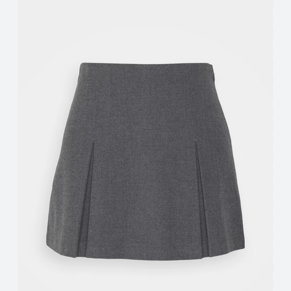 Abercrombie & Fitch Pleated Brushed Suiting Mini Skort | Gray Women's Skirt